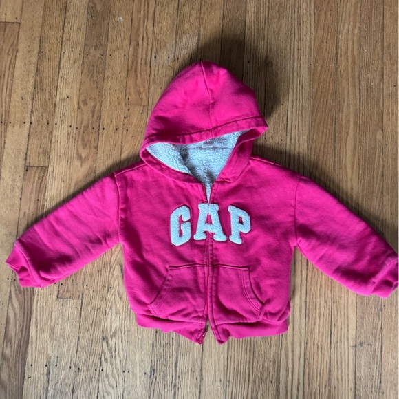 GAP Kids Fuchsia Hoodie with Sherpa Lining - Picture 6 of 9
